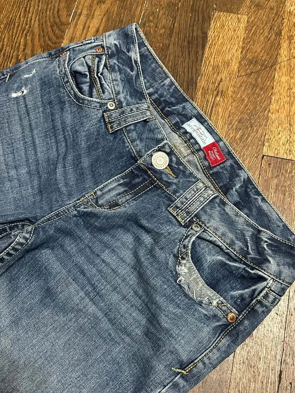 Y2K 90’s Aeropostale Chelsea Skinny Bootcut Distressed Denim Jeans Low Rise 9/10